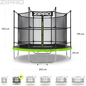 Trampolina ogrodowa Zipro Jump Pro z siatką wewnętrzną 8FT 252cm 10