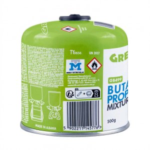 GreenBlue Kartusz gazowy 500g GreenBlue. certyfikat: Pi 0437, zgodny z EN417, butan-propan, zakres -10c do+ 40c, zawór gwintowany 7/16" 3