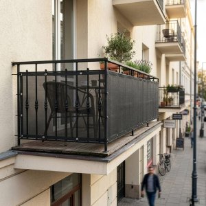 Springos Osłona balkonowa, maskująca 1x5 m mata na balkon zacieniająca 95% antracyt UNIWERSALNY 18