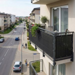 Springos Osłona balkonowa, maskująca 1x5 m mata na balkon zacieniająca 95% antracyt UNIWERSALNY 3