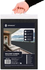 Springos Osłona balkonowa, maskująca 1x5 m mata na balkon zacieniająca 95% antracyt UNIWERSALNY 25