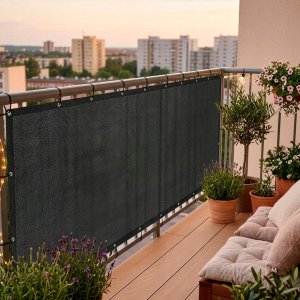 Springos Osłona balkonowa, maskująca 1x5 m mata na balkon zacieniająca 95% antracyt UNIWERSALNY 4
