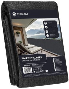 Springos Osłona balkonowa, maskująca 1x5 m mata na balkon zacieniająca 95% antracyt UNIWERSALNY 38