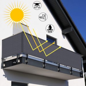 Springos Osłona balkonowa, maskująca 1x6 m mata na balkon zacieniająca 95% z opaskami antracyt UNIWERSALNY 11