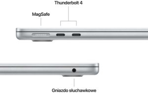 Laptop Apple Apple MacBook Air 13" M5 10-core CPU + 10-core GPU / 16GB RAM / 1TB SSD / Klawiatura US / Zasilacz 70 W / Srebrny (Silver) 6