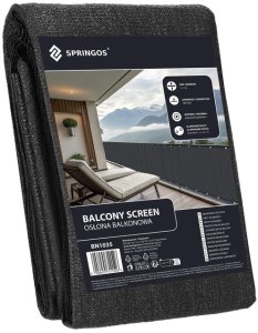 Springos Osłona balkonowa maskująca 1x7 m mata na balkon zacieniająca 95% z opaskami antracyt UNIWERSALNY 3
