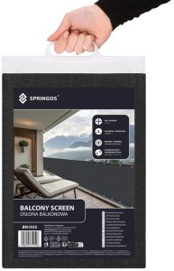 Springos Osłona balkonowa maskująca 1x7 m mata na balkon zacieniająca 95% z opaskami antracyt UNIWERSALNY 10