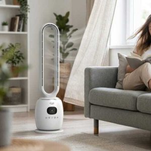 Wentylator Adler Bezłopatkowy Wentylator Kolumnowy 86 cm z Pilotem, Oscylacja 60, 3 Prędkości, 3 Tryby Pracy, Timer 112 h, LED 13