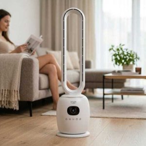 Wentylator Adler Bezłopatkowy Wentylator Kolumnowy 86 cm z Pilotem, Oscylacja 60, 3 Prędkości, 3 Tryby Pracy, Timer 112 h, LED 16