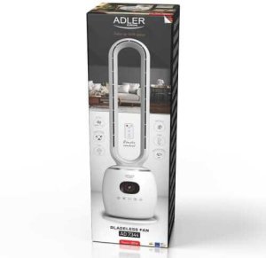 Wentylator Adler Bezłopatkowy Wentylator Kolumnowy 86 cm z Pilotem, Oscylacja 60, 3 Prędkości, 3 Tryby Pracy, Timer 112 h, LED 10