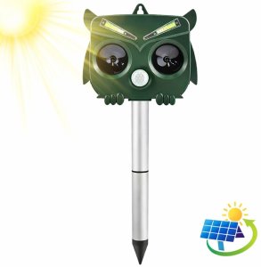 Lean Solarny Odstraszacz Zwierząt Sowa Czujnik Ruchu Ultradźwięki Diody LED EDUKAMP 2