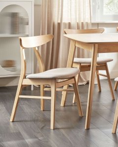 Beliani Zestaw 2 krzeseł do jadalni LYNN Drewno Jasnobeżowy 2