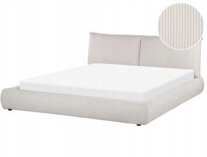 Beliani Łóżko wodne Sztruks VINAY 180 x 200 cm Jasnobeżowy 2