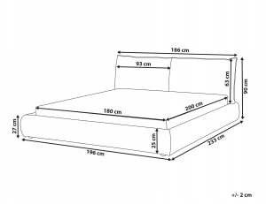 Beliani Łóżko wodne Sztruks VINAY 180 x 200 cm Jasnobeżowy 3
