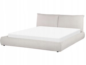 Beliani Łóżko wodne Sztruks VINAY 180 x 200 cm Jasnobeżowy 4