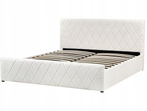 Beliani Łóżko z pojemnikiem Boucle ROCHEFORT 180 x 200 cm Złamana biel 4