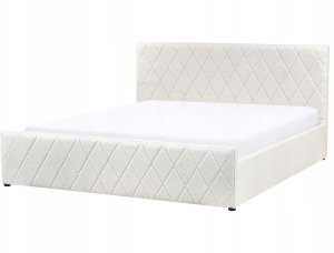 Beliani Łóżko z pojemnikiem Boucle ROCHEFORT 180 x 200 cm Złamana biel 5