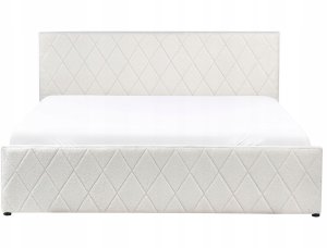 Beliani Łóżko z pojemnikiem Boucle ROCHEFORT 180 x 200 cm Złamana biel 6