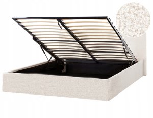 Beliani Łóżko z pojemnikiem Boucle ORBEY 140 x 200 cm Złamana biel 2