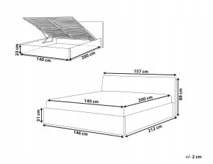 Beliani Łóżko z pojemnikiem Boucle ORBEY 140 x 200 cm Złamana biel 3