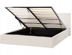 Beliani Łóżko z pojemnikiem Boucle ORBEY 140 x 200 cm Złamana biel 4