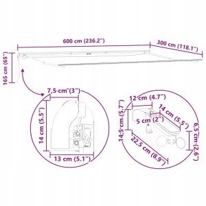 vidaXL Rama markizy Ze LED Lights Biały 600 × 300 cm Aluminium Lumarko! 12