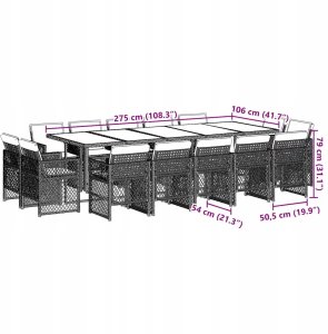 vidaXL 15-cz. zestaw mebli ogrodowych z poduszkami, czarny, rattan PE Lumarko! 8