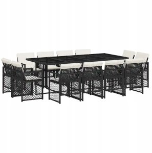 vidaXL 13-cz. zestaw mebli do ogrodu, poduszki, czarny, rattan PE Lumarko! 2
