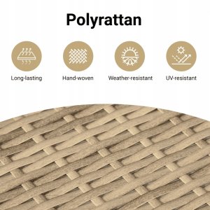 vidaXL 5-cz. zestaw mebli ogrodowych z poduszkami, beżowy, polirattan Lumarko! 11