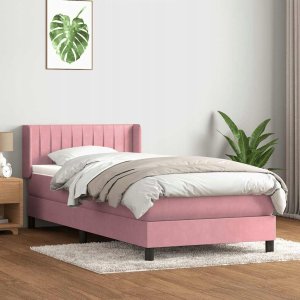 vidaXL Łóżko kontynentalne z materacem, różowe, 80x220 cm Lumarko! 2