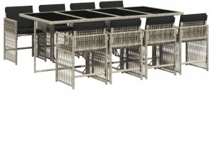 vidaXL 9-cz. zestaw mebli ogrodowych z poduszkami, jasnoszary Lumarko! 2