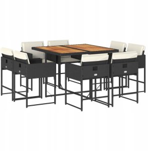 Ambiance 9-cz. zestaw mebli ogrodowych z poduszkami, czarny, rattan PE Lumarko! 2