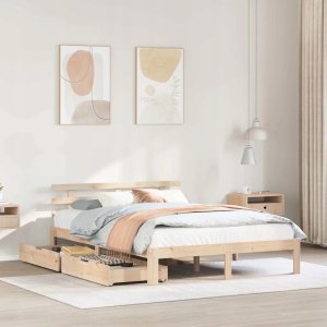 vidaXL Rama łóżka z szufladami, 120x190 cm, lite drewno sosnowe Lumarko! 2