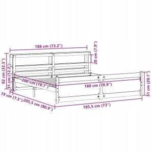 vidaXL Rama łóżka z zagłówkiem, 180x200 cm, sosnowa Lumarko! 12