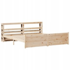 vidaXL Rama łóżka z zagłówkiem, 180x200 cm, sosnowa Lumarko! 3