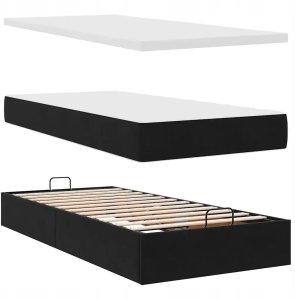 vidaXL Rama łóżka otomana z materacami, czarna, 80x200 cm, aksamit Lumarko! 10