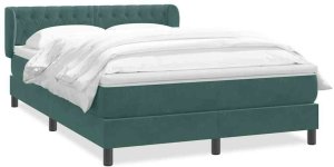 vidaXL Łóżko kontynentalne z materacem, ciemnozielone, 160x220 cm 2