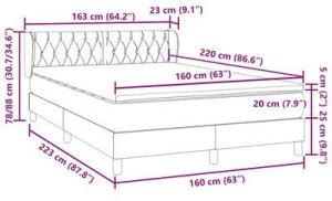 vidaXL Łóżko kontynentalne z materacem, ciemnozielone, 160x220 cm 11