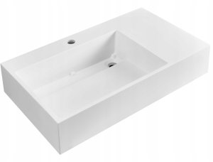 Umywalka Beliani Umywalka podwieszana CUSCO 75 x 43 cm Tworzywo mineralne Biały 5