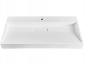 Umywalka Beliani Umywalka podwieszana QUENKO 100 x 46 cm Tworzywo mineralne Biały 6