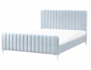 Beliani Łóżko Welur LUNAN 140 x 200 cm Błękitny 2
