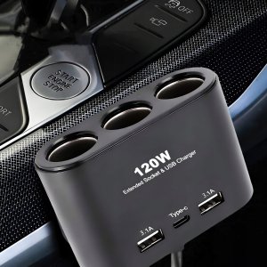 Ładowarka Retoo ROZDZIELACZ ZAPALNICZKI SAMOCHODOWEJ 3xGNIAZDA 2xUSB 3