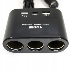 Ładowarka Retoo ROZDZIELACZ ZAPALNICZKI SAMOCHODOWEJ 3xGNIAZDA 2xUSB 10
