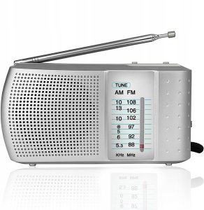 Radio Retoo RADIO KUCHENNE NA BATERIE PRZENOŚNE MAŁE FM AM SW ANTENA SREBRNE 4