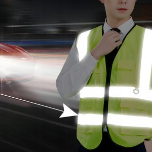 Retoo KAMIZELKA ODBLASKOWA Z KIESZENIAMI OSTRZEGAWCZA ŻÓŁTA UNIWERSALNA DROGOWA 5