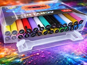 Verk Markery akrylowe zestaw 24 szt pisaki flamastry mazaki wodoodporne z farbą 6