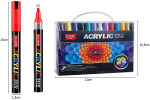 Verk Markery akrylowe zestaw 24 szt pisaki flamastry mazaki wodoodporne z farbą 7