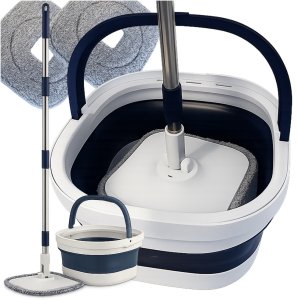 Mop Verk Mop obrotowy płaski 360deg; z wiadrem składanym wiadro rotacyjne 2 mikrofibra 2