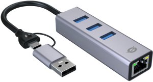 HUB USB Conceptronic CONCEPTRONIC Adapter USB-C/-A3.0->GbE+3x-A3.0 5Gbs gr 2