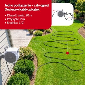 Lehmann HG Zwijacz bęben na wąż ogrodowy automatyczny Zestaw z wężem 22m 1/2 Naścienny LGAWR-2060 4